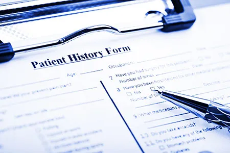 a patient history form